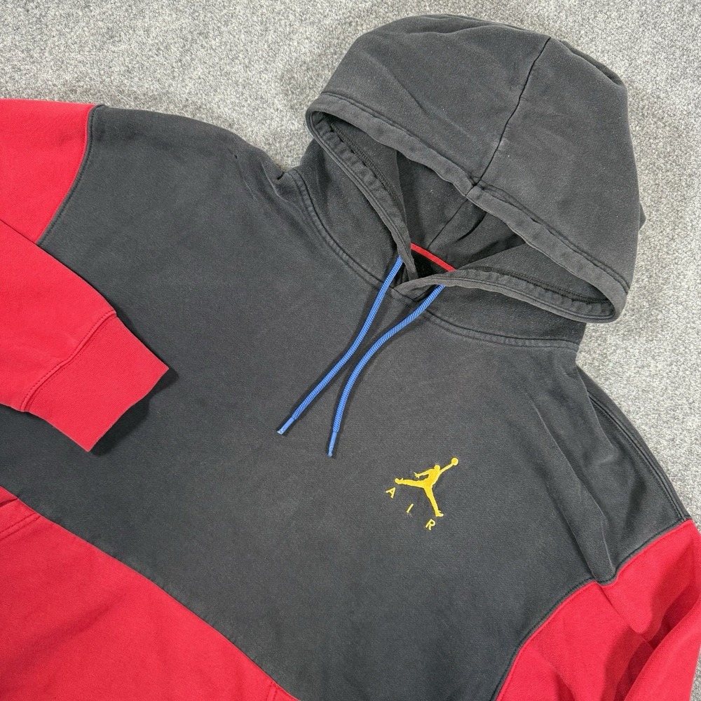 Nike Air Jordan Hoodie Mens 2XL Black Red Colorblock Jumpman Basketball Pullover